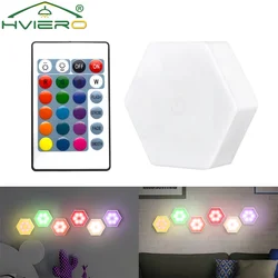 Lámpara LED RGB para el hogar, Sensor táctil hexagonal inalámbrico cuántico, luz nocturna, decoración de gabinete de dormitorio, Control de pared de panal colorido