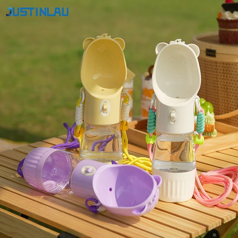 JUSTINLAU - Bebedero y Comedero para Mascotas, Taza Antiderrames con Correa, Taza de Viaje Reutilizable para Pasear Perros, Accesorios para Mascotas