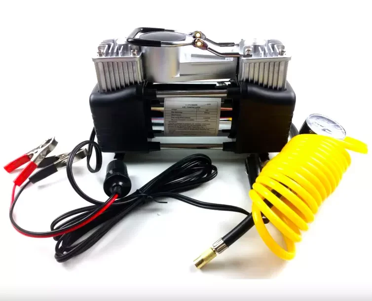 2 Cylinder Tire Inflator DC 12V Car Air Compressor 4 In 4 Portable Automobile Air Pump