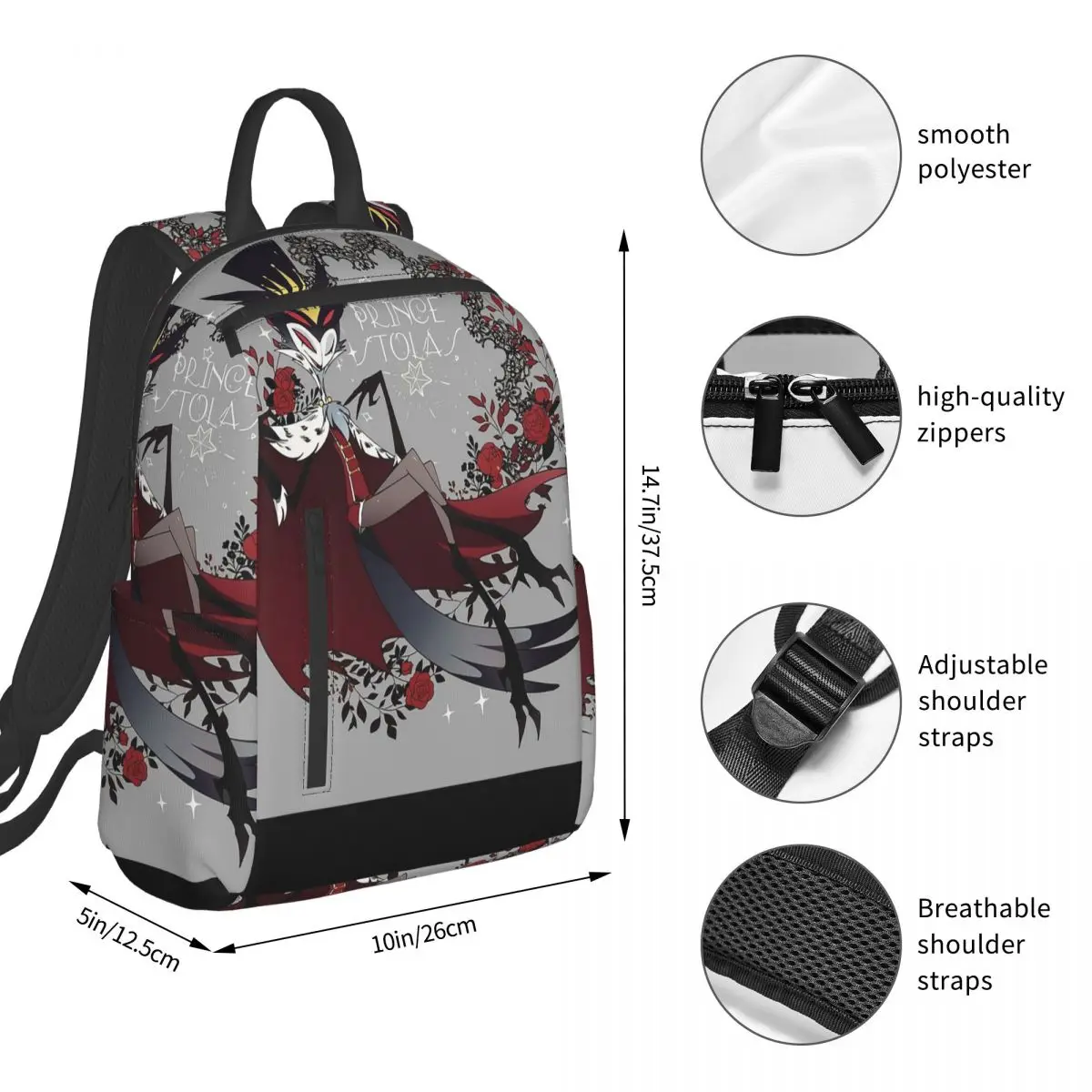 Helluva Boss Stolas Backpack Student BookBag Boys Girls School Bag Laptop Shoulder Bags Men Women