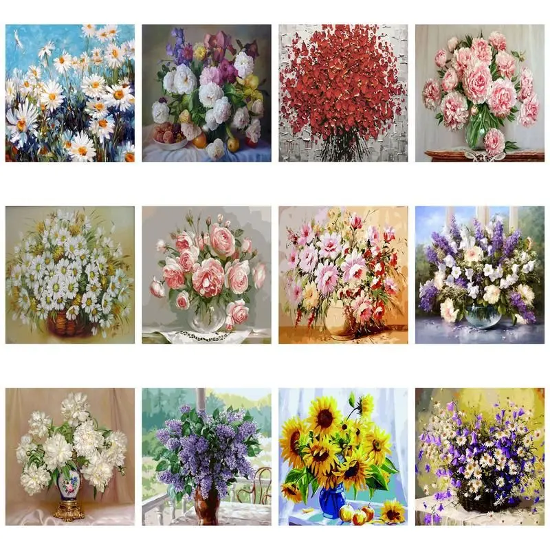 

CHENISTORY Painting By Number Flowers Vase Kits Handpainted DIY Picture By Number Home Decoration Drawing On Canvas Gift