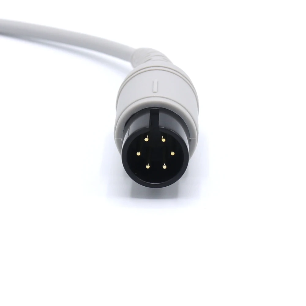 Compatible Mindrays 3.4 Meters Integrated Fixed ECG Cable 6 Pins 5 Leads AHA Buckle Compatible PM Series OM-9000 PM-6000