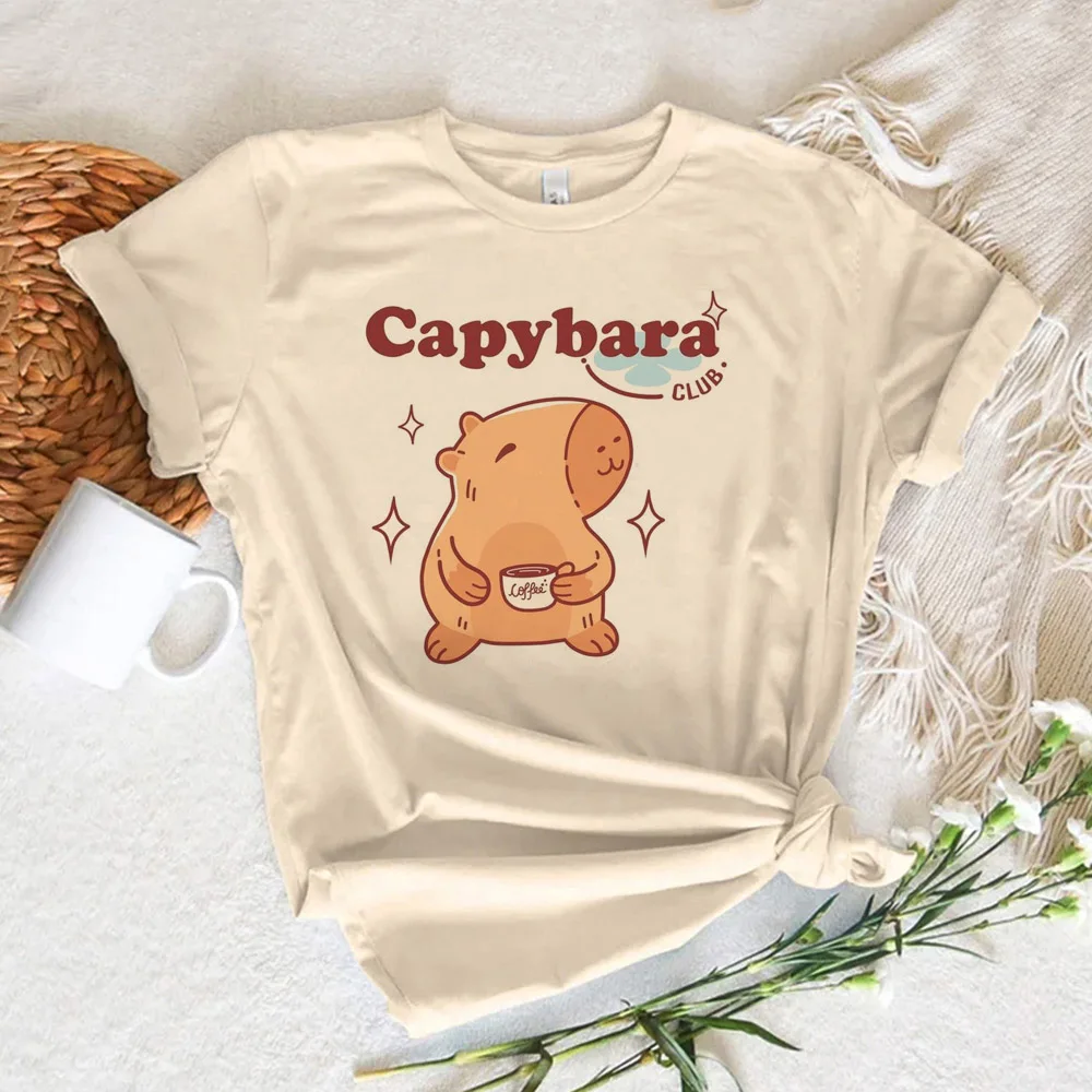 Summer Funny Capybara Cotton T-Shirts Men Women O-Neck Short Sleeve T Shirt Streetwear Oversized Harajuku Tees Tops Man Clothing