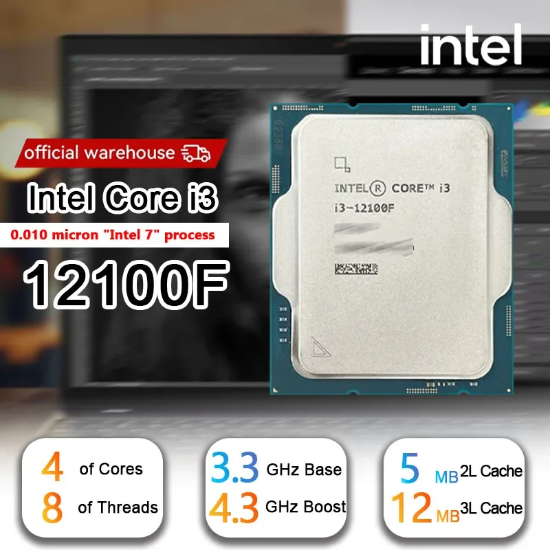 Intel Core i3 12100F I3-12100F New CPU processor LGA 1700 , but without cooler