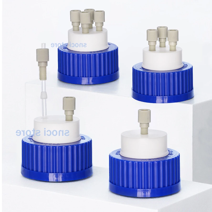 

Крышка для бутылки GL45 для жидкой фазы, с PTFE-сердечником, PP-соединением, 1, 2, 3, 4 отверстиями, для лабораторных бутылок, защитная крышка для лабораторий