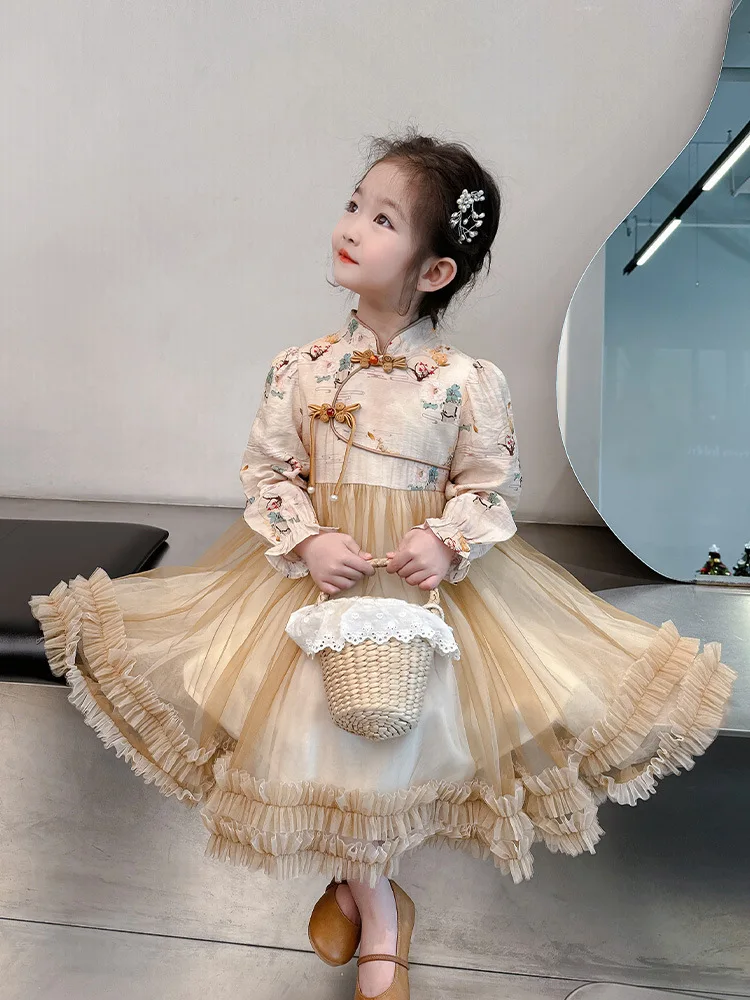 

' Improved Cheongsam 2024 New Baby Girls' Chinese Style Spring Hanfu Children'S Dress