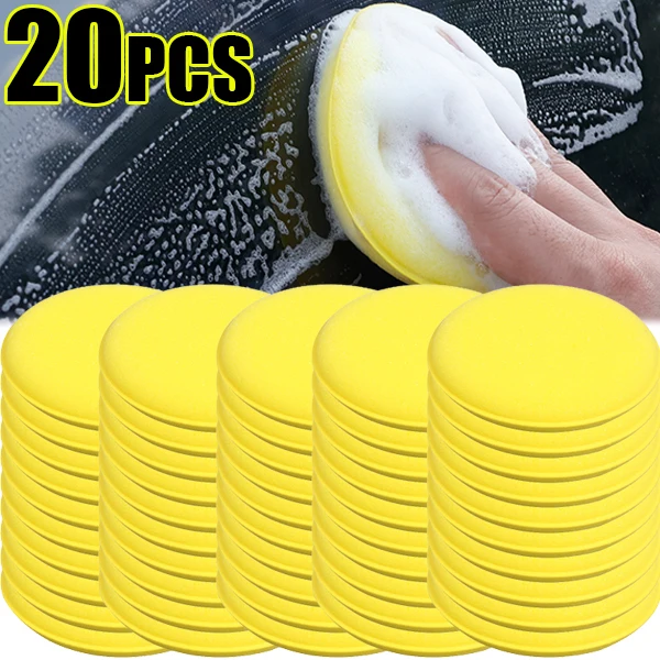 

20/5pcs Car Round Waxing Polish Sponges Detail Cleaning Polishing Sponges Car Detailing Tools Auto Accessories Waxing Foam Tools