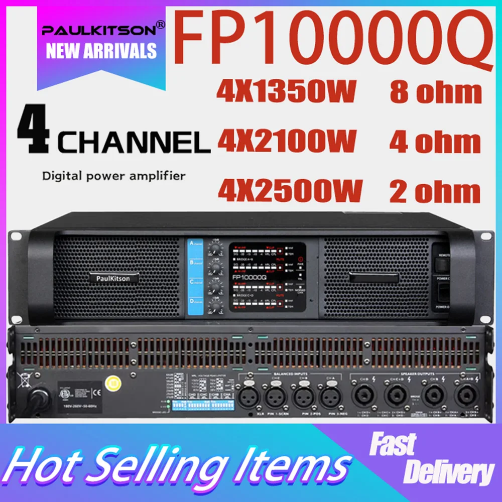 폴킷슨 FP10000q 2500W 4채널 전문 파워 앰프 (서브우퍼 및 라인 어레이 라우드스피커용) 앰플리피카도르 1350W 8옴