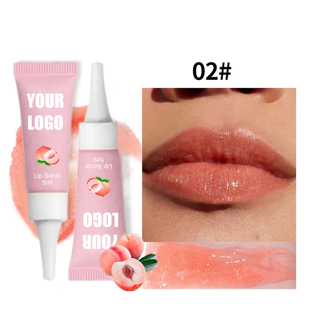 5ml Private Label Lip Scrub Custom Logo Fruity Flavor Exfoliating Scrub Hose Tube 6color Moisturizing Natural Color Makeup Vegan