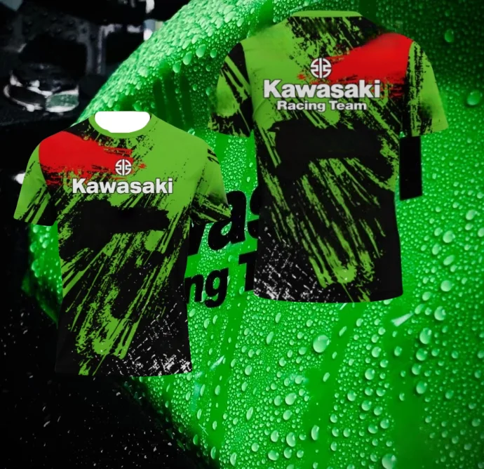 

Мужская футболка Kawasaki Racing Team, летние спортивные женские футболки с короткими рукавами, новинка 2025 года, модная одежда, мотоциклетные топы Kawasaki
