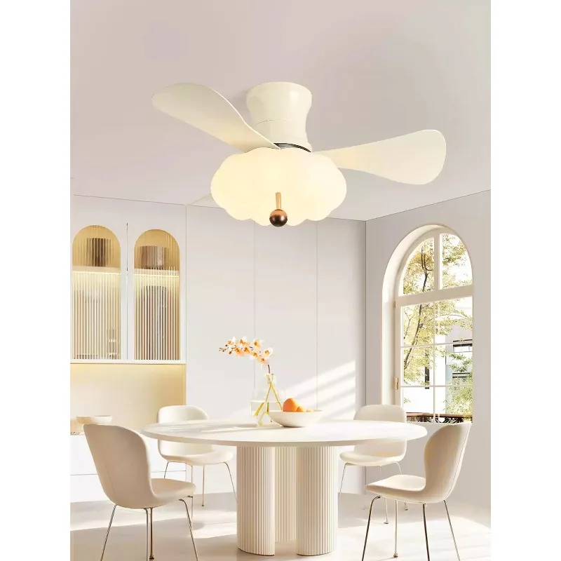 Everbright Store French Cream Bedroom Suction Light Fan Light Cloud Silent Children's Room Light Restaurant Fan