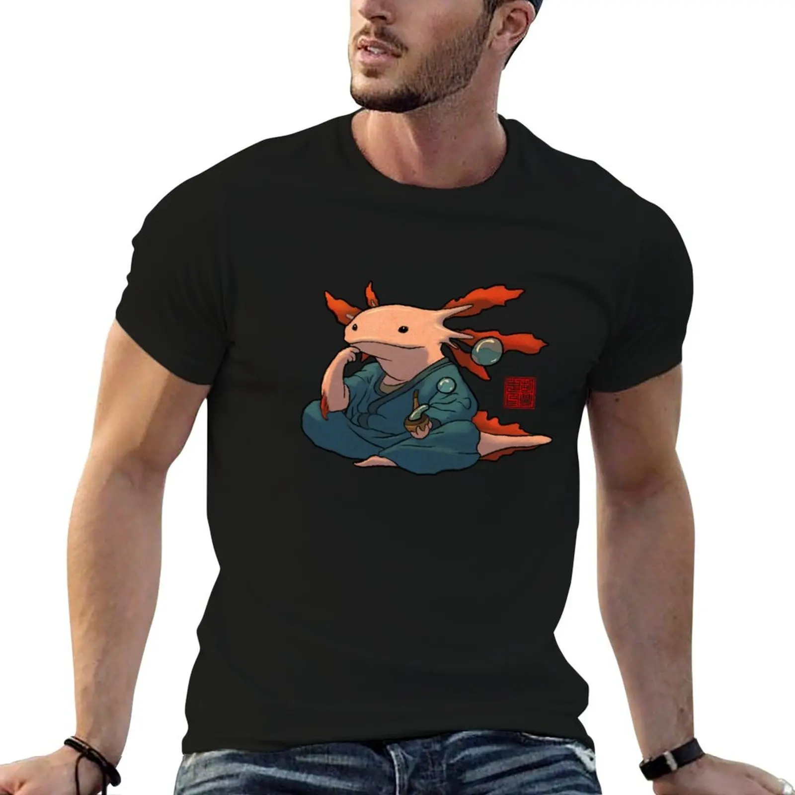 cute axolotl philosopher T-Shirt custom shirt football t shirt black t shirts for men