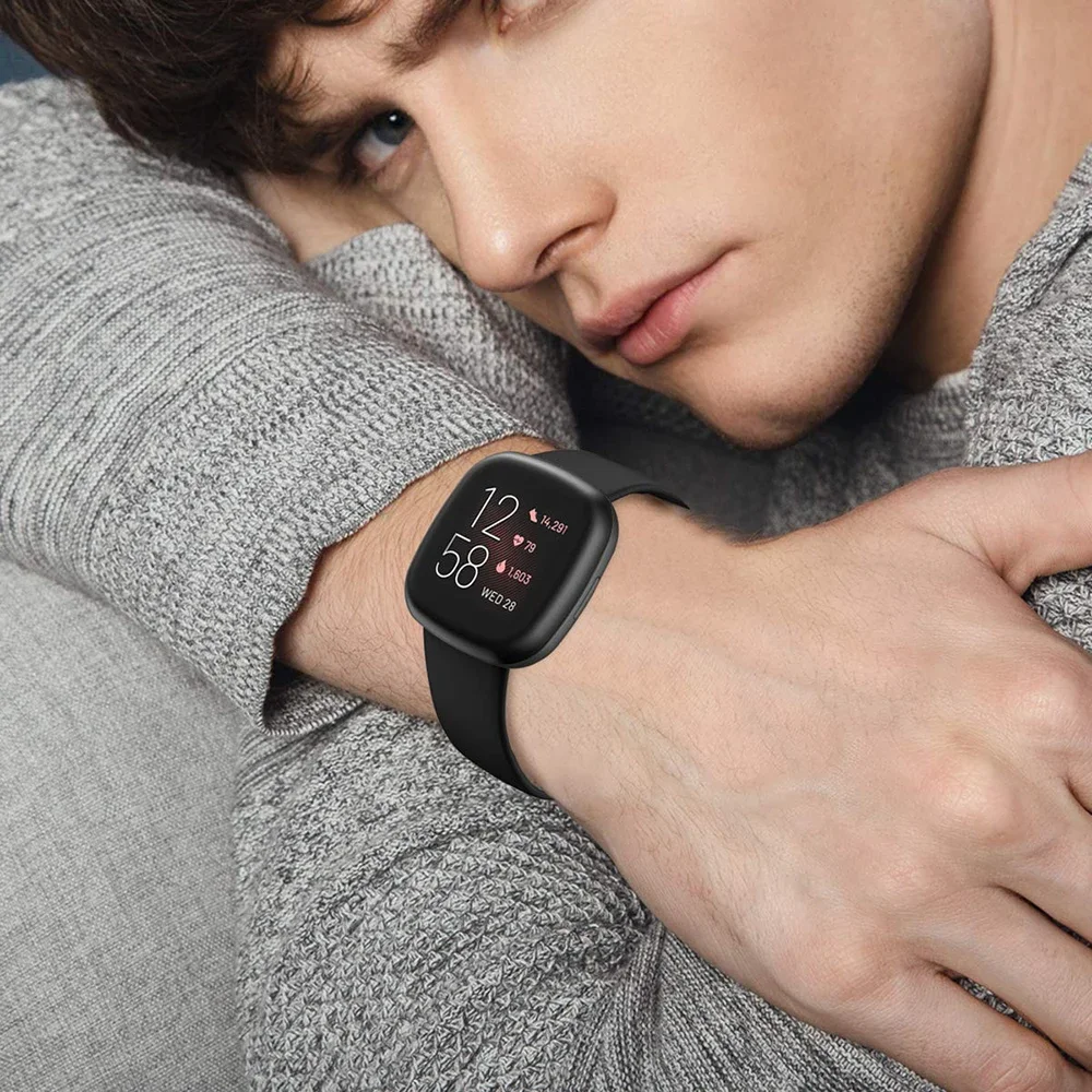 Tali Silikon untuk Fitbit Versa 3 4 Gelang Pengganti Jam Tangan Pintar Olahraga untuk Fitbit Sense/Sense 2 Gelang Jam Olahraga Tahan Air