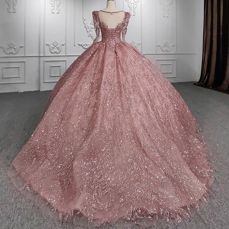 Classic Wedding Guest Dress 2022 Organza Ball Gown O-Neck Evening Full Sleeve Dresses Beading Sequined DY9962 Vestidos De Fiesta