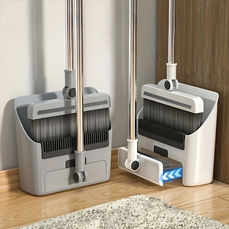 Space-Saving 3-in-1 Broom Set, Tangle-Free Soft Bristles, Stainless Steel Handle, Easy Storage Gift.