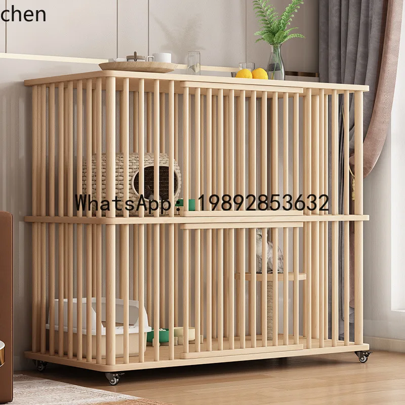 B1 Solid Wood Cat Cage Multi-storey Indoor Household Villa Two-storey Cat Nest Wooden Cat Cage