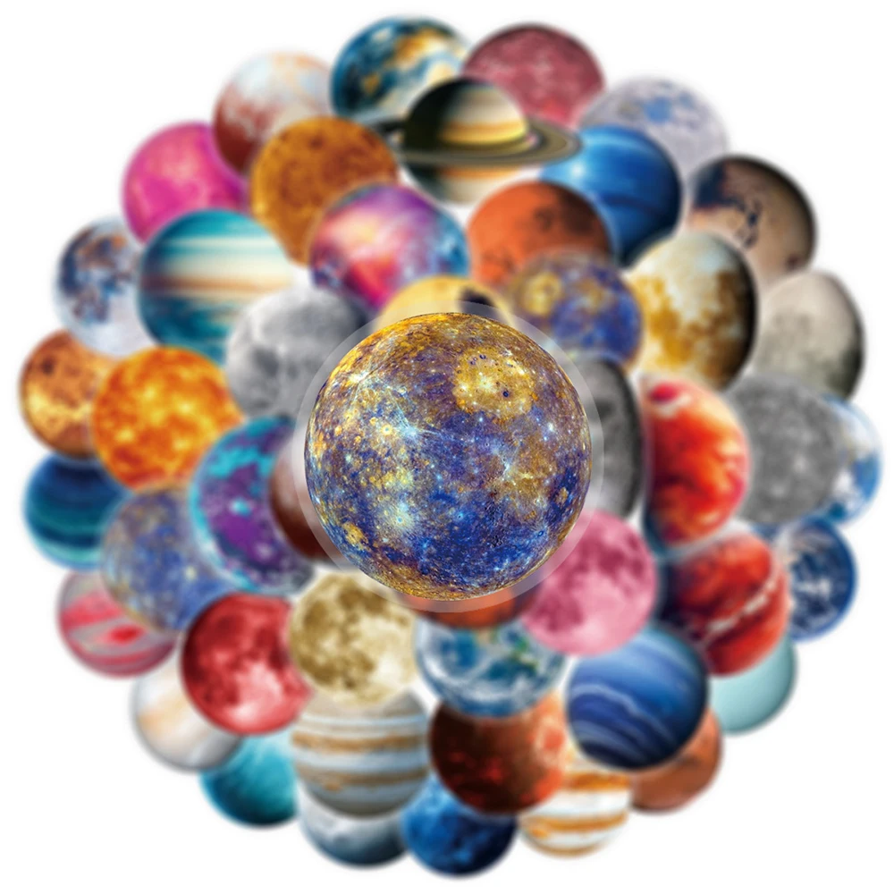 10/30/50 stücke Transparent Planet Raum Station Aufkleber Cartoon PET Graffiti Aufkleber DIY Schreibwaren Telefon Laptop Aufkleber Großhandel