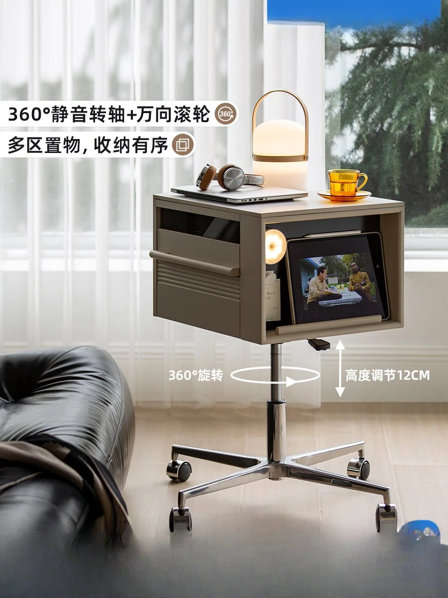 Modern simple lifting rotating bedside table mobile rock slab coffee table