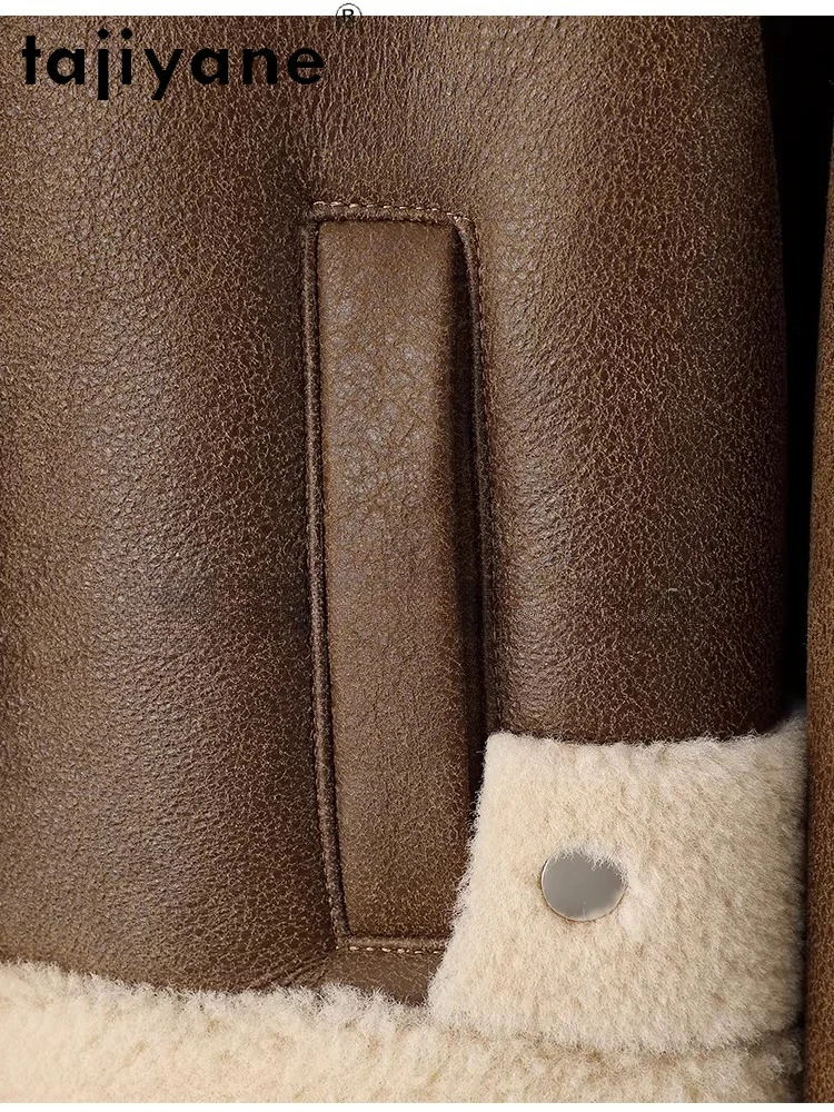 TAJIYANE 100% Merino Sheepskin with Wool Attached Jacket Women Motorcycle Short Real Fur Coat Winter Woman Clothing шуба женская