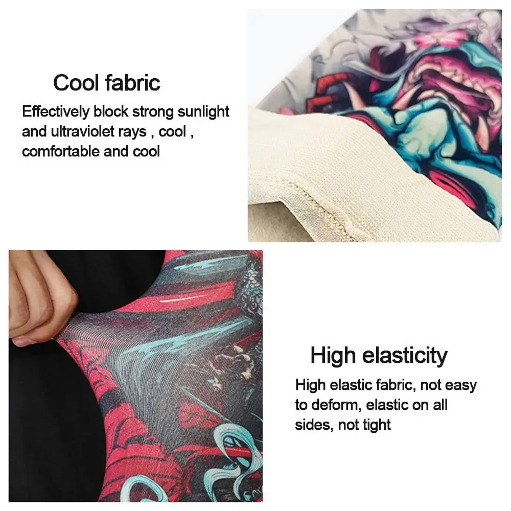 1Pair New Flower Arm Tattoo Sleeves Seamless Outdoor Riding Sunscreen Arm Sleeves For Men Women Sun Uv Protection Arm Warmers