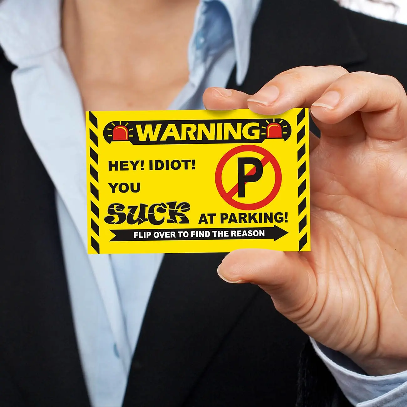 50 biglietti da visita Ti parchi come un idiota, carte di parcheggio cattive scrivibili, parcheggio illegale multi-causa, avviso di violazione zona permesso