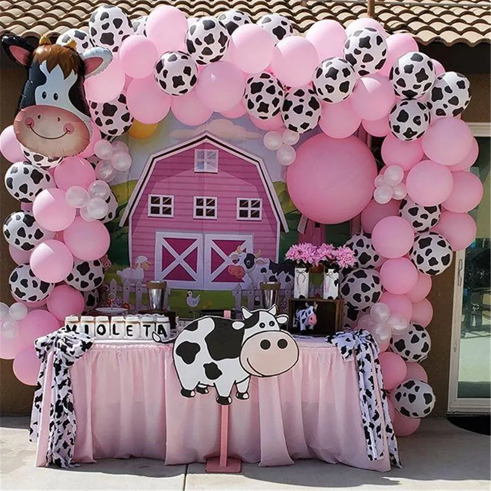 48pcs Farm Animal Cow Theme Party Decoration Balloon Set with Cow Print Balloon for Children's Birthday Decoration