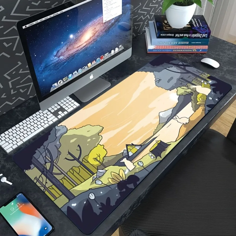 A serene scene white rabbit by warm yellow lake shore.alfombrilla ratón ordenador jul rappeur desk accessories tapis de souris