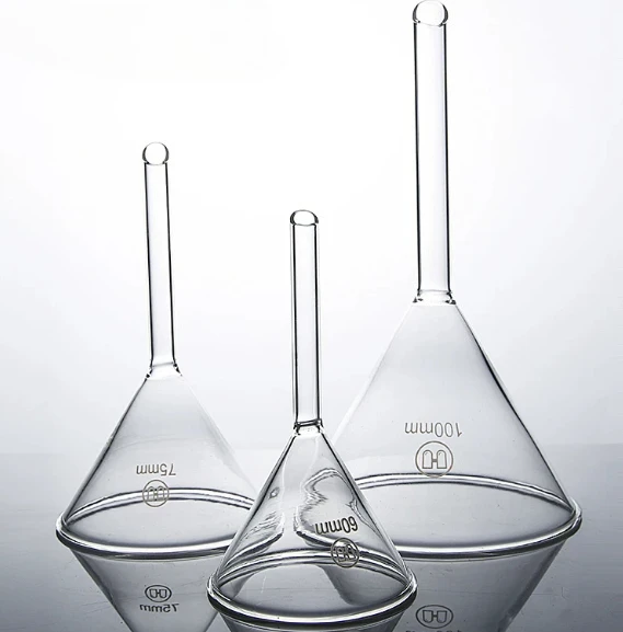 High-quality Borosilicate Glass Funnel 30-120mm Miniature Triangle Conical Lab