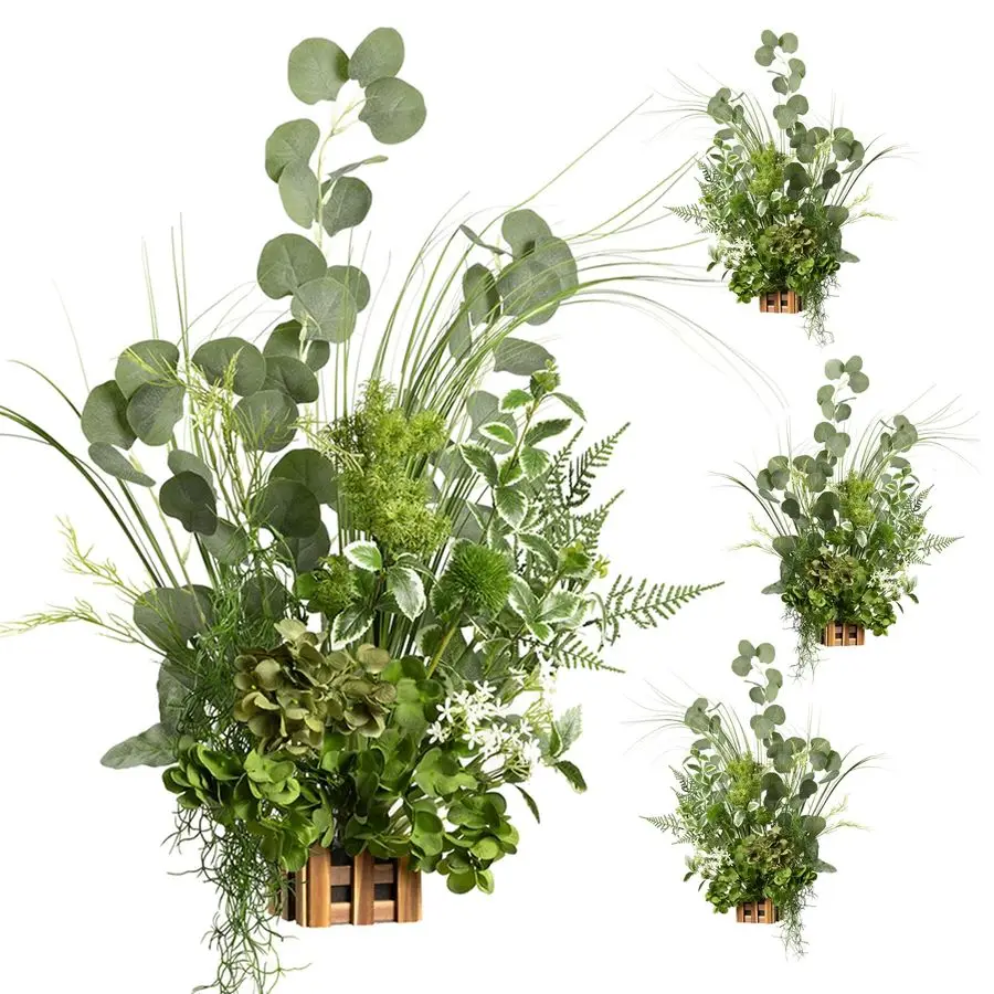 

moment 17.5 Tall FreeStanding Artificial Flowers Arrangements 4 pcs Wedding Aisle Runner Chair Decorations White amp Green Cente