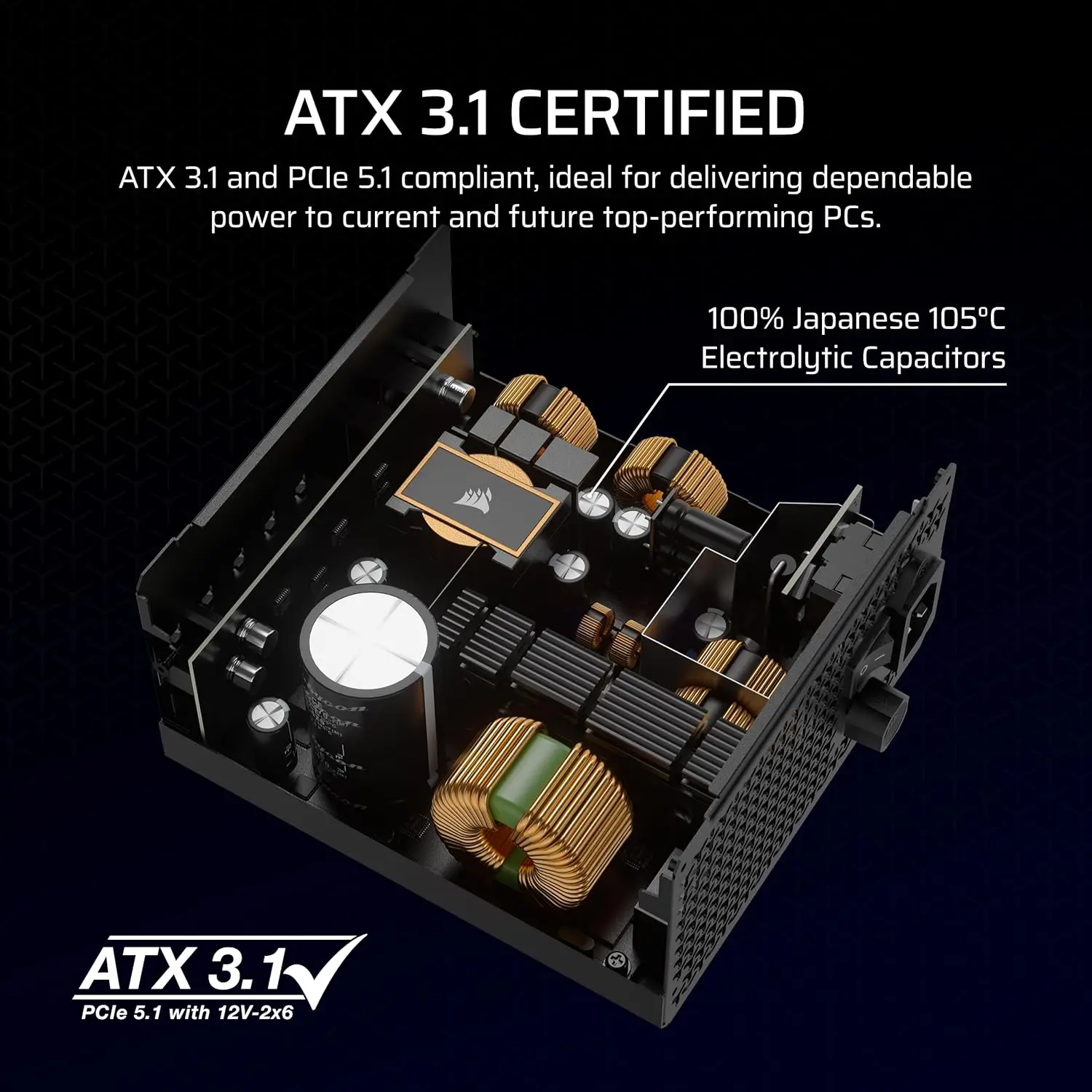 Corsair RM1000x フルモジュラー低ノイズATX電源 ATX 3.1対応 – PCIe
