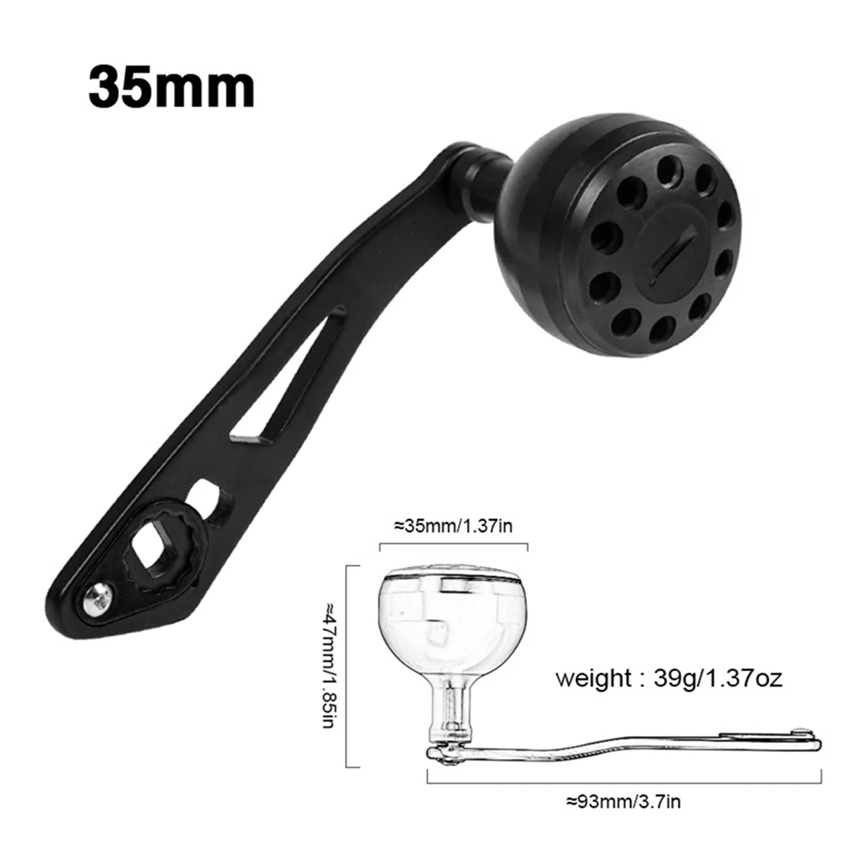 A71P Gulungan Pancing Cor Pengganti Gagang Kenop Logam Berongga untuk Gulungan Pancing Baitcasting Aksesori Pancing Laut Hitam