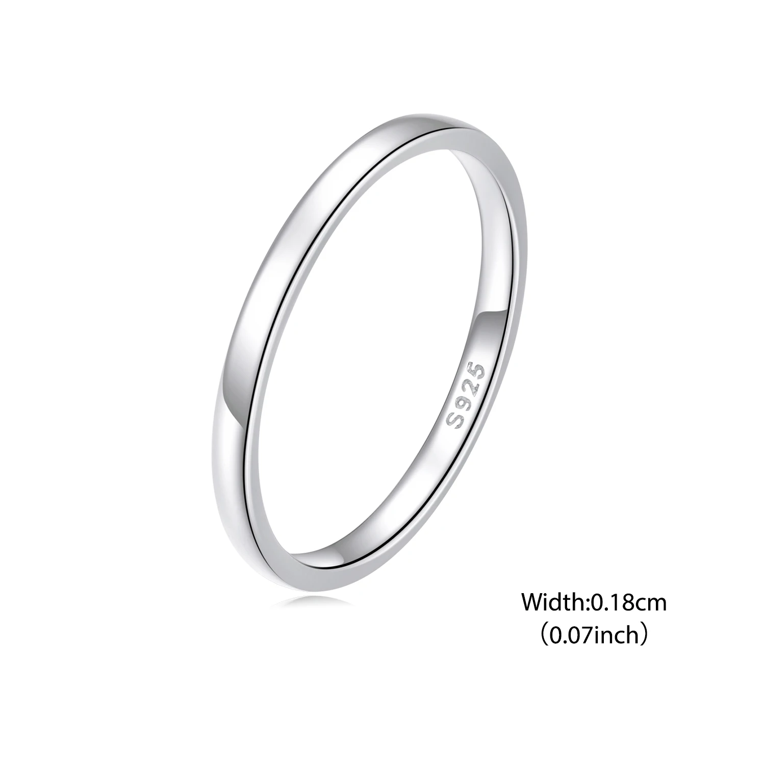 Women's 925 Silver Minimalist Ring, Simple S925 Sterling Band