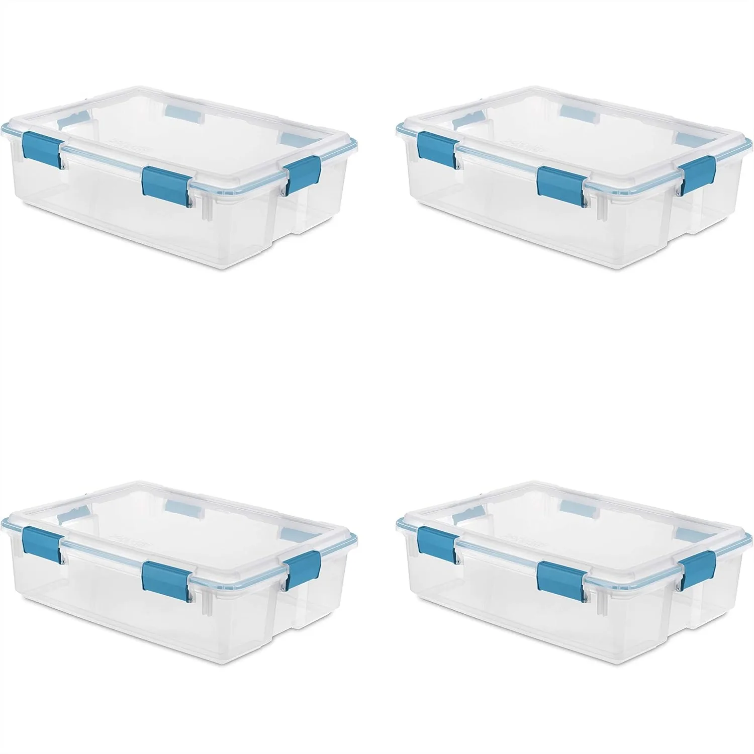 

37 Qt Stackable Storage Bin with Latching Lid and Tight Seal, Plastic Container for Underbed Organization, Clear, 4-Pack