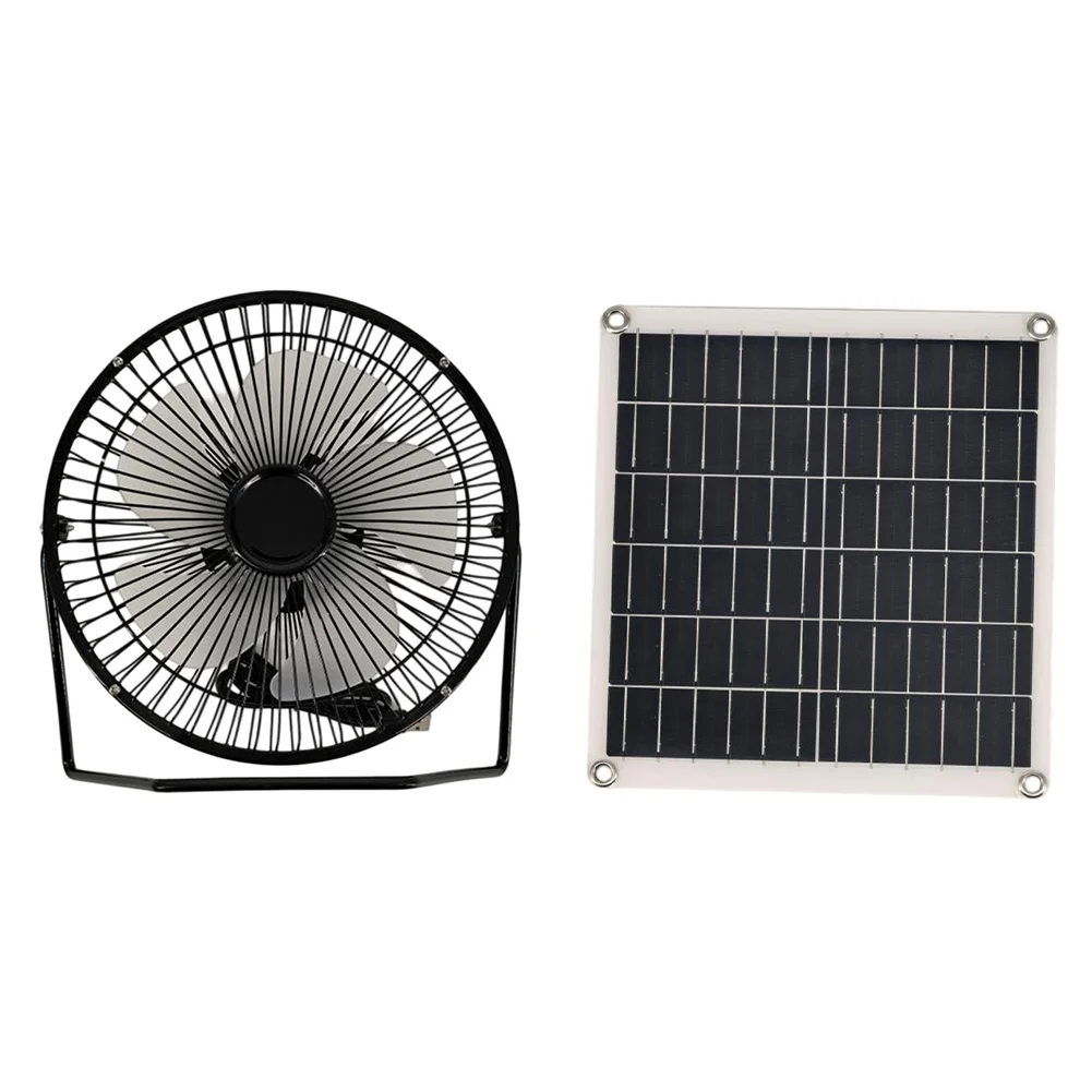 Portable 10W Solar Panel Fan with USB Input Dual Use Table Floor Fan for Outdoor Activities and Indoor Ventilation