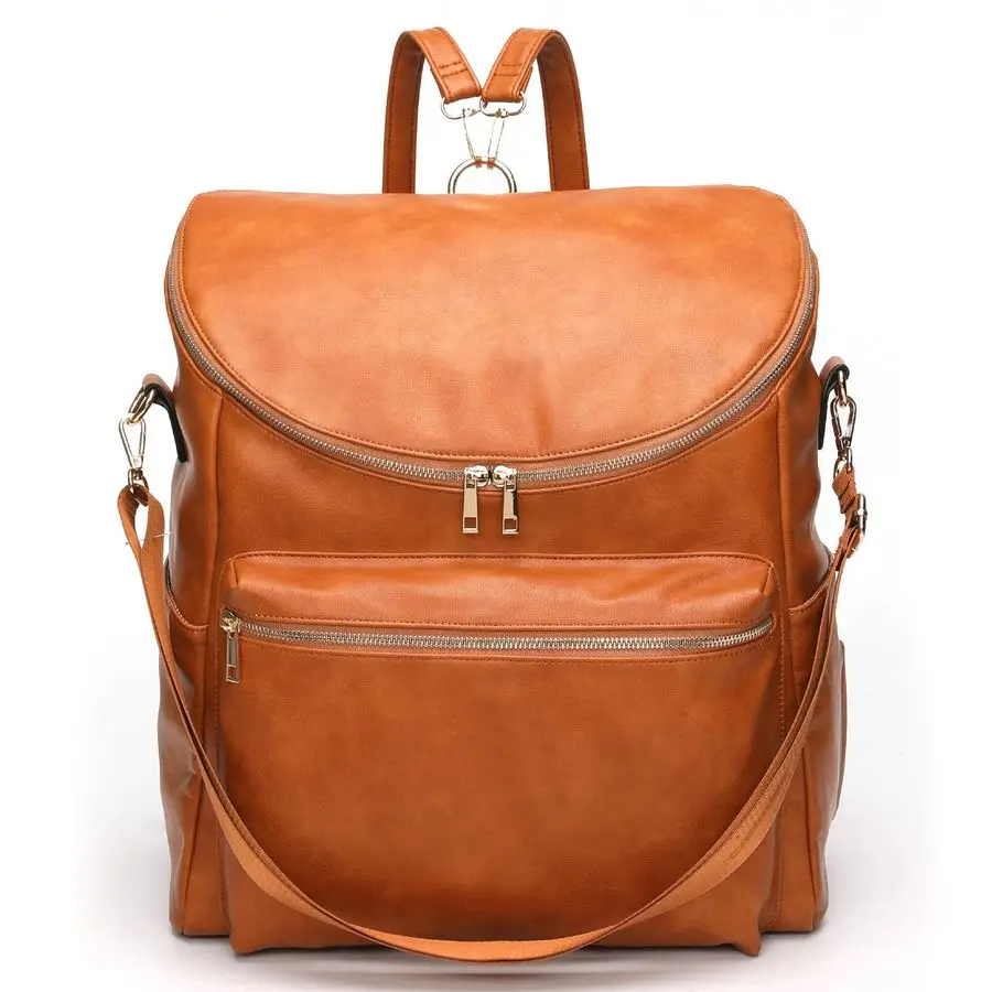 IHAYNER Diaper Bag Backpack Leather Backpack for Women Travel Backpack Baby Bag Large with Troller Straps Capacity for Wet Cloth