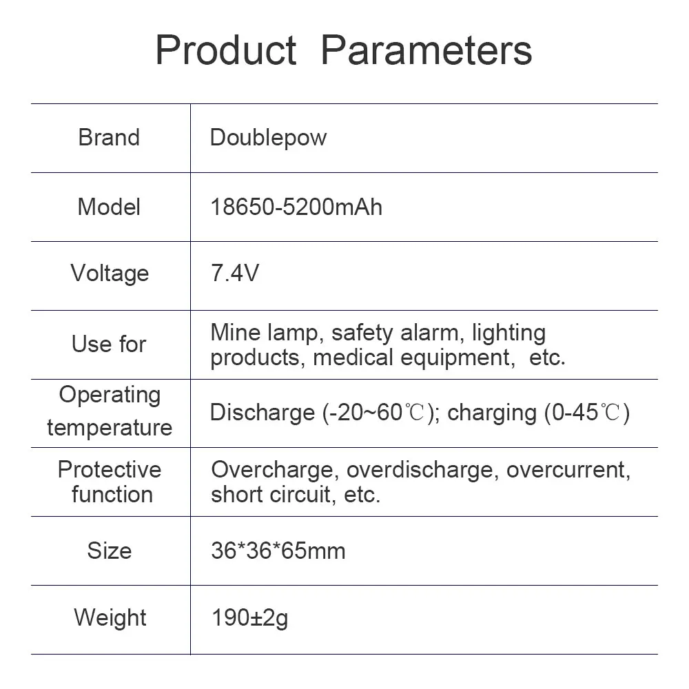 Doublepow-充電式リチウム電池100%,オリジナル,18650 v,7.4 mah,メガホン充電器,スピーカー保護パネル,5200