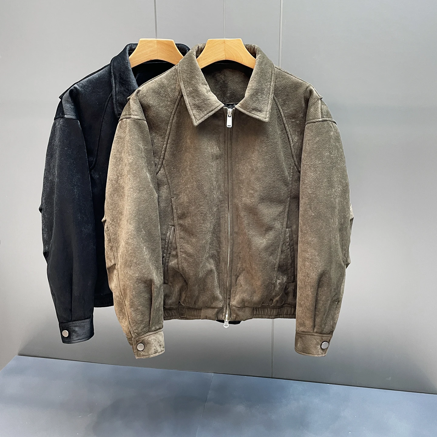 

Retro Japanese Style Men's down Jacket Suede Quilted Short Coat Casual Leisure Warmth Duck down Padded Coat Urban Commute