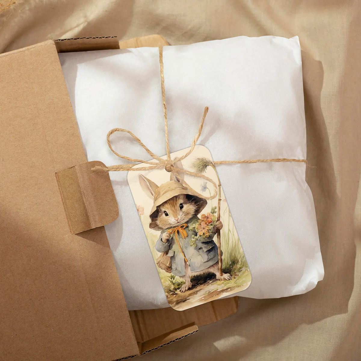 50 Stück lebendige Osterhasen-Geschenkanhänger mit Juteschnur, für Osterkorbdekoration, Frühlingsparty-Geschenke, DIY-Geschenkverpackungsetiketten – Detail 3