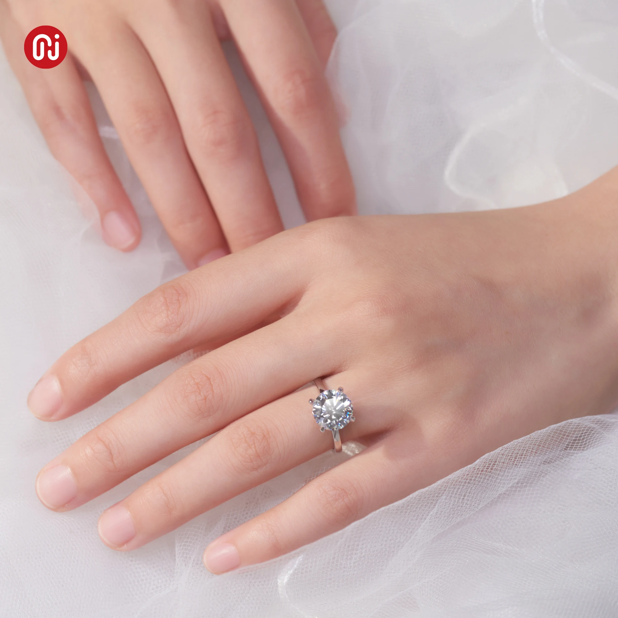 GIGAJEWE 4.0CT Moissanite Jewelry Ring Round Cut Charm Choice 18K Gold Plated 925 Silver Diamond Test Passed Gift for Women