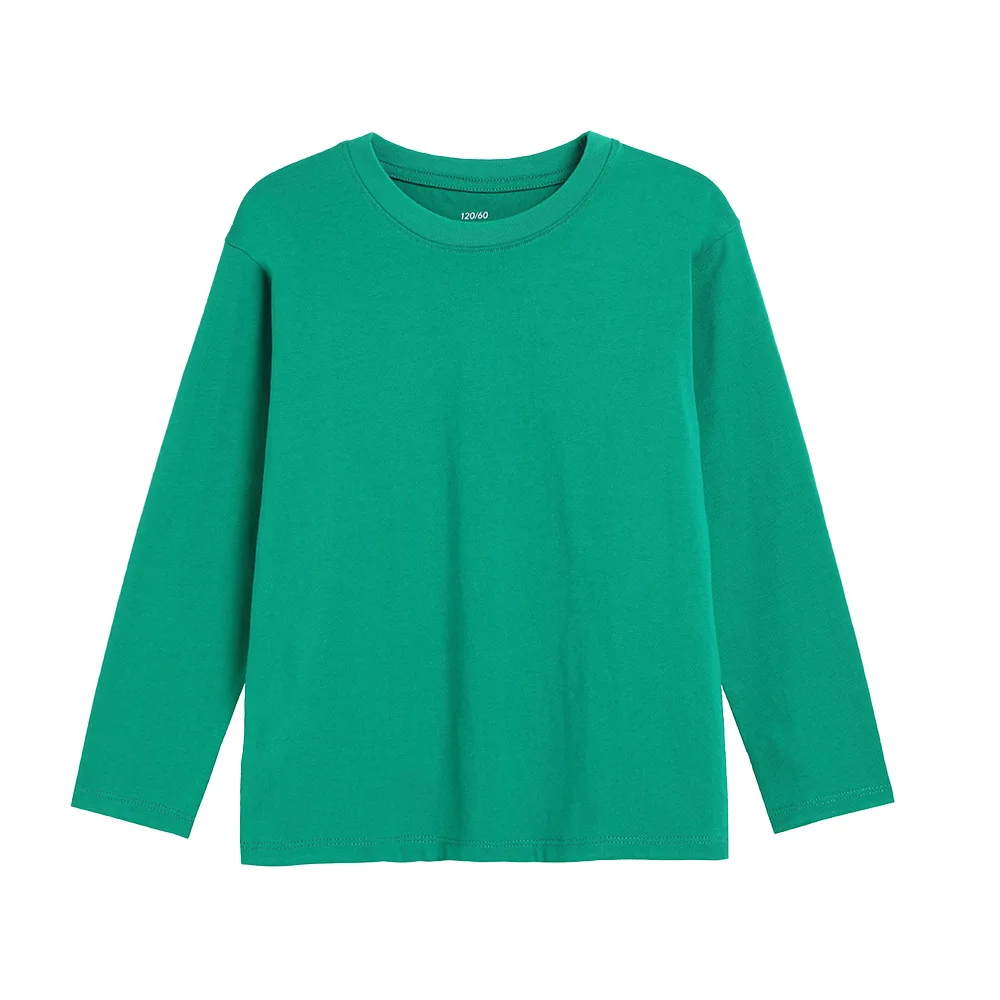 1 to 16 Years Green T-shirt For Children Solid Color Boys Tops Clothing