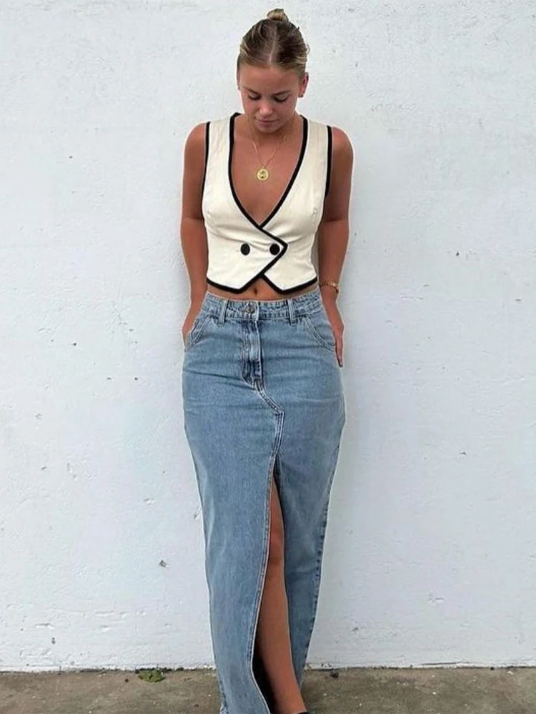 

Fashion Vest Trousers Sets Chic Piped A-line Sleeveless Co-ord Set 2026 New Ladies All-match Evening Party Daily Casual Outfit