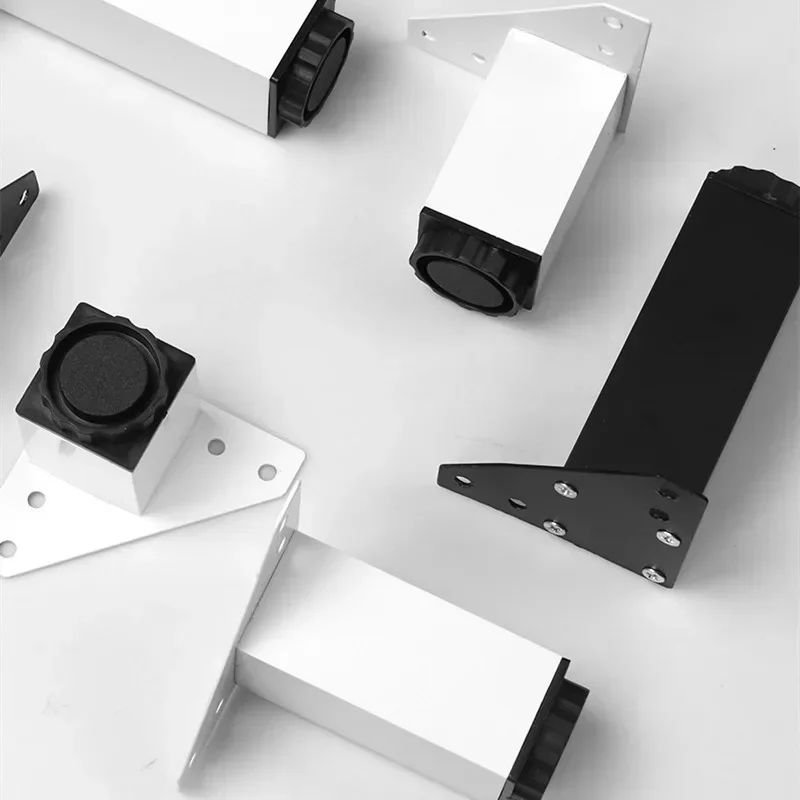 4Pcs Black and White Furniture Feet Adjustable Legs Square Cabinet Feet Aluminum Alloy Cabinet Feet Bathroom Cabinet Feet