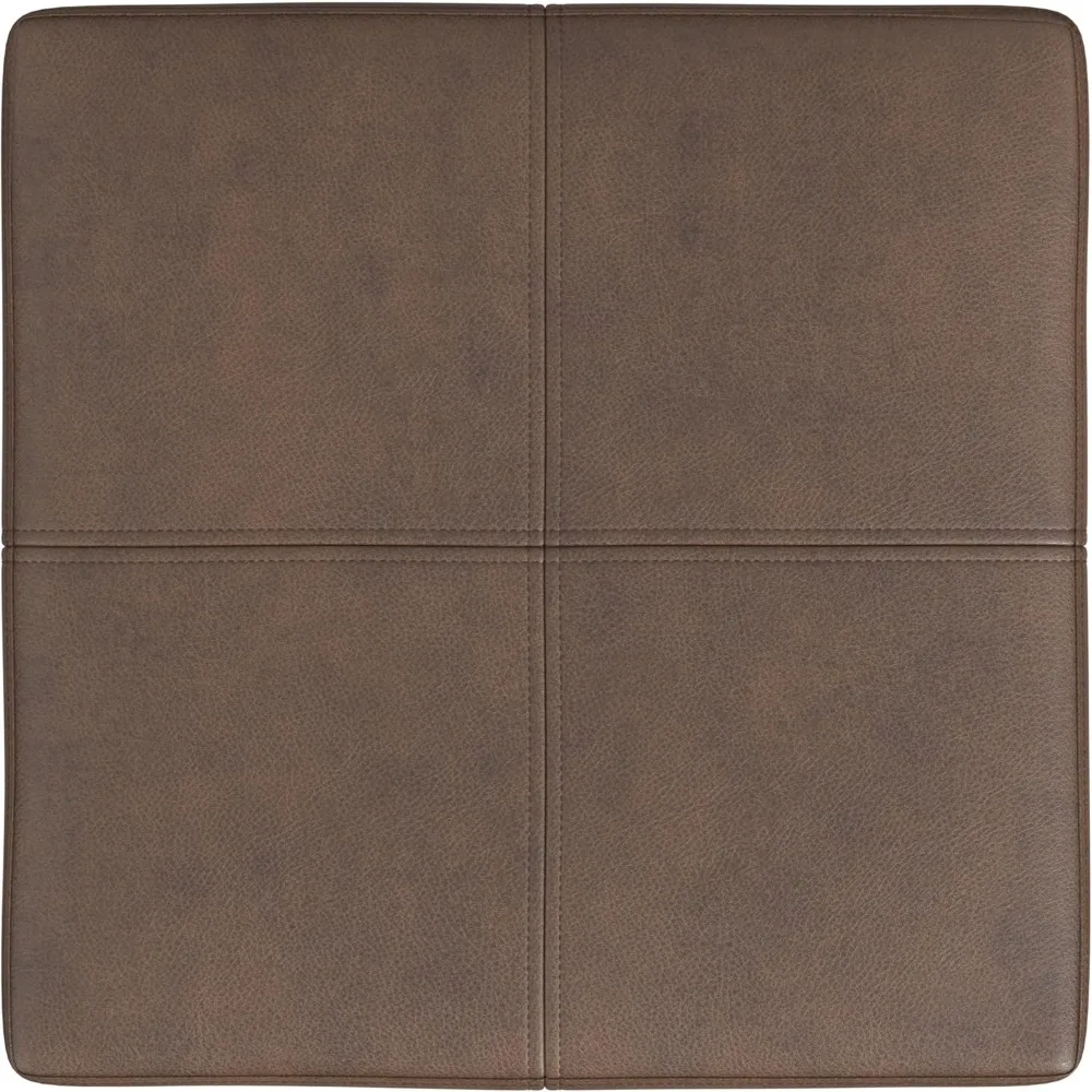 مقعد عثماني مربع ذهبي أنيق مع تنجيد من الجلد الصناعي لديكور غرفة المعيشة وغرفة النوم #6