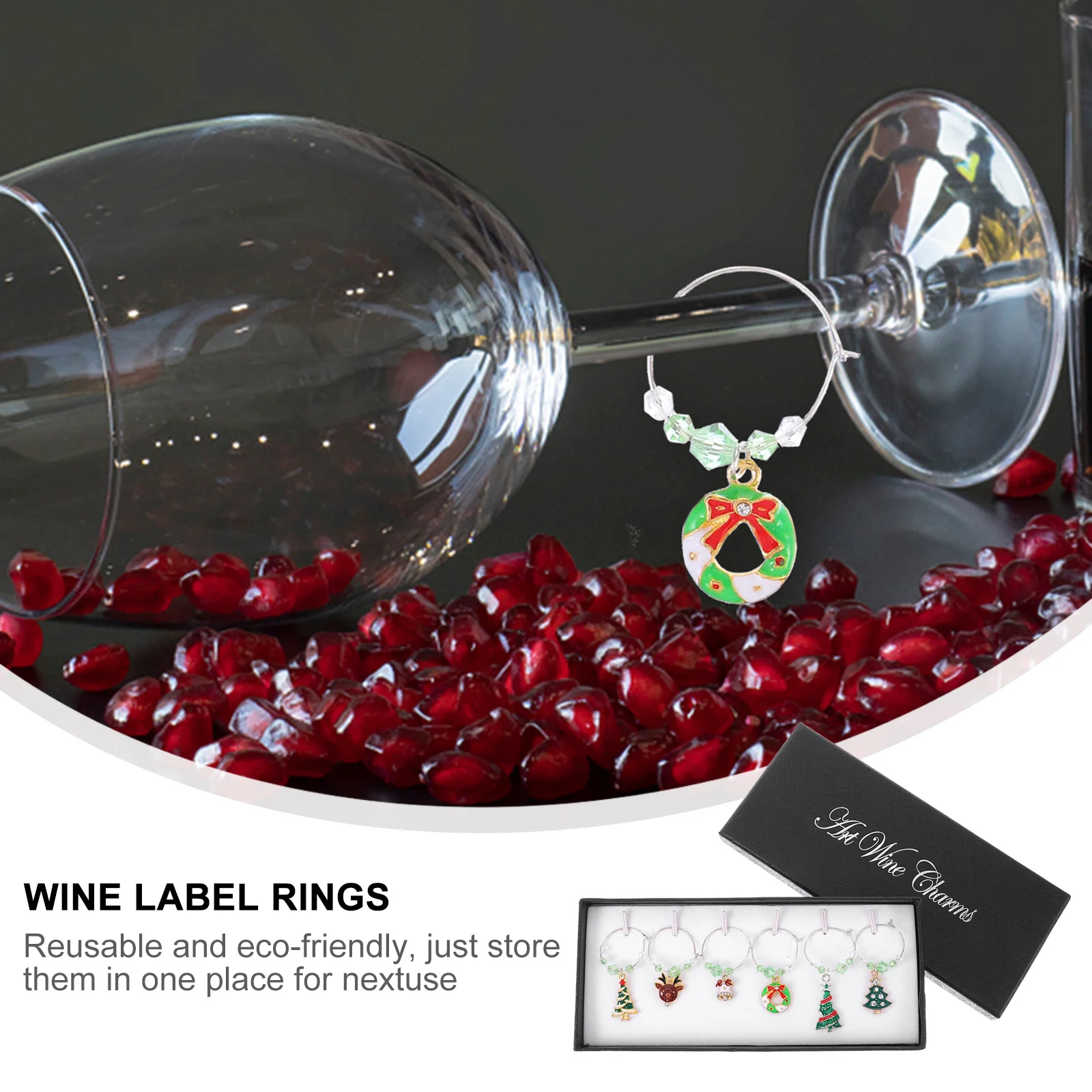 

6Pcs Wine Glass Ring Labels Reusable Alloy Markers Party Supplies Christmas Colorful Stylish Practical Pendants