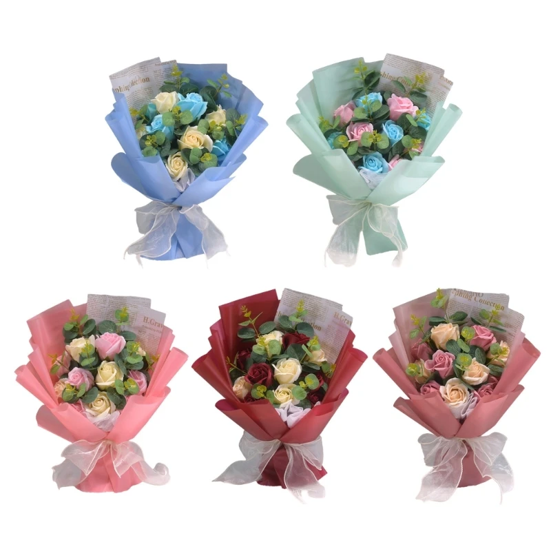 Bouquets roses artificielles, pétales savon, cadeau saint-valentin, fête des mères, pétales savon, Bouquets