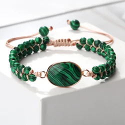 Men Beaded Bracelets Charm Green Malachite Pendant Vintage 4 6 8mm Stone Bracelet Adjustable Bangles \Women Yoga Prayer Jewelry