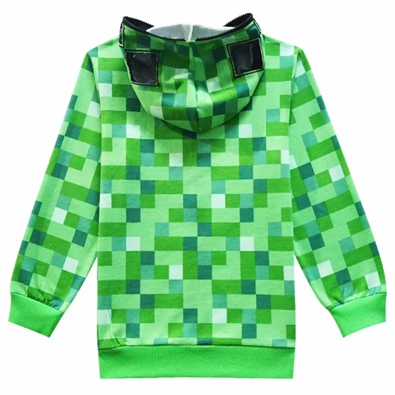 Sudadera con cremallera para niños y niñas, disfraces de Cosplay para Halloween, chaquetas verdes de algodón a la moda, abrigos para exteriores, Tops activos, ropa