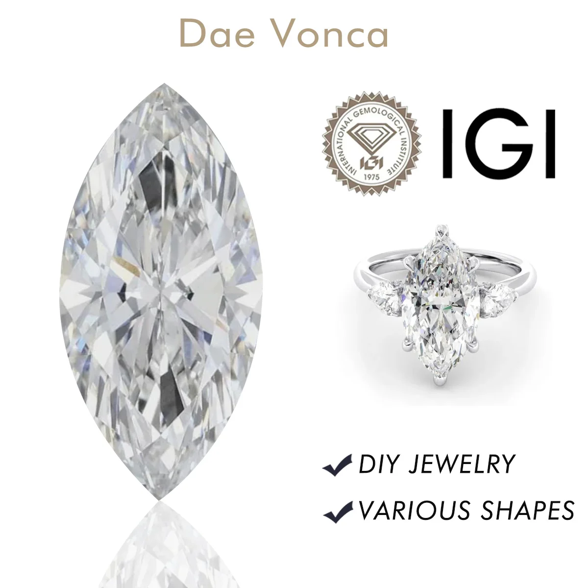 

1.0-6.0ct Marquise Cut Lab Grown Diamond VS/VVS Clarity IGI Certificate CVD/HPHT Lab Loose Diamonds For Fine Jewelry Making