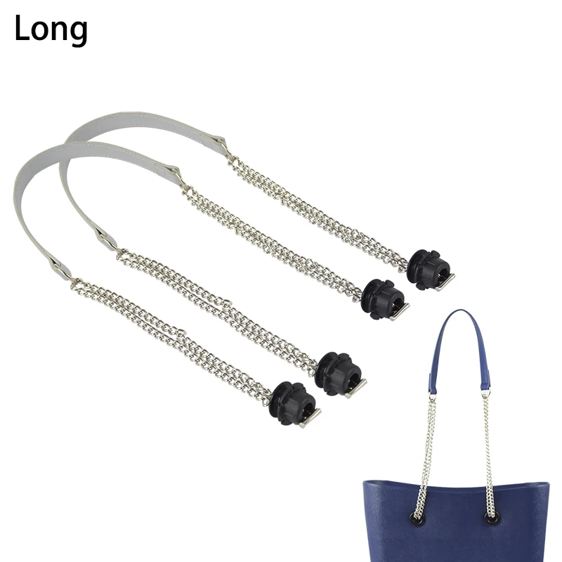 Tanqu New 1 Pair Obag Accesorios Silver Long  Double Chain OT T Handles For EVA O Bag Totes Women Shoulder Handbags