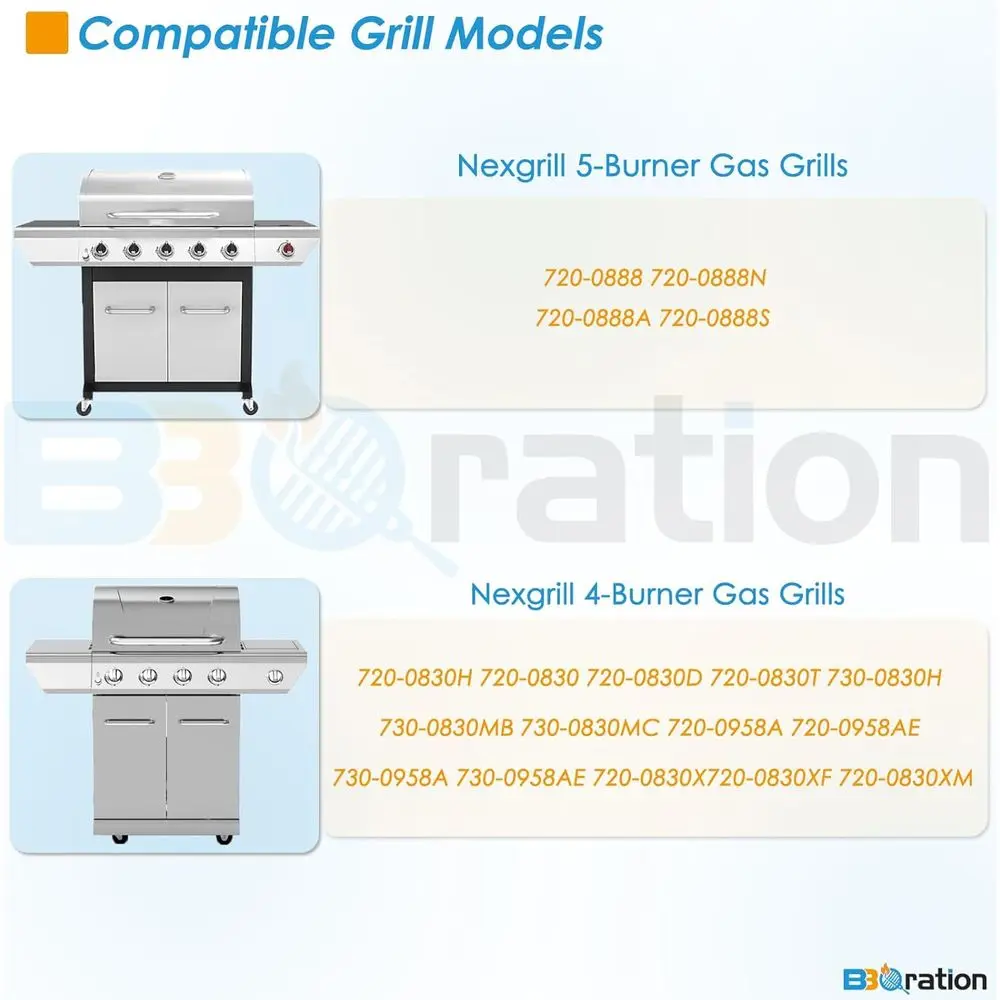Nexgrill Kit de remplacement de gril à 4 brûleurs : boucliers thermiques et grilles de cuisson pour les modèles 720-0888S, 720-0888N, 720-0888, 720-0830H, 7